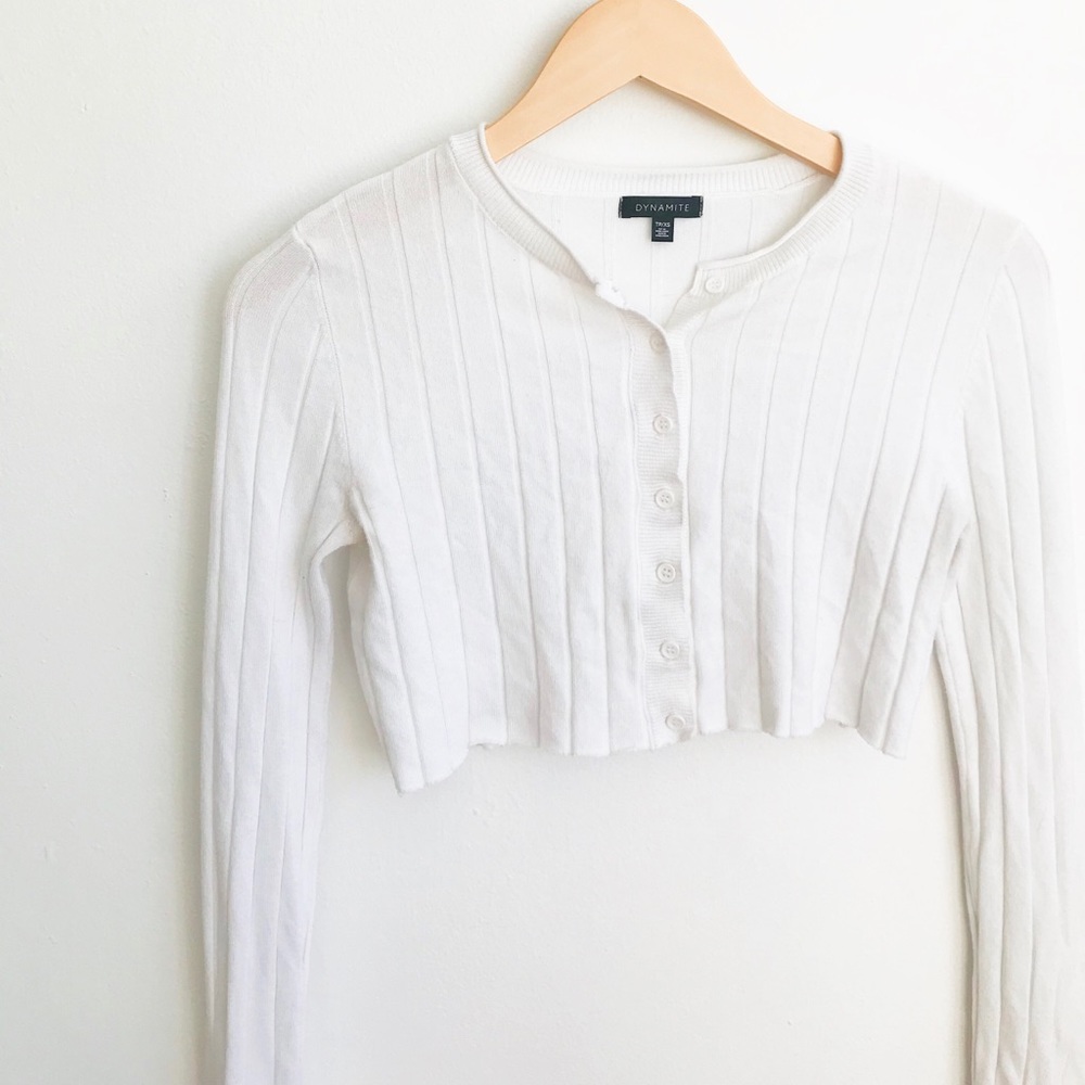 DYNAMITE White crop cardigan - Picture 4 of 8